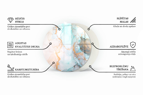 Okrogla steklena podložna plošča za kamin Abstraktna tekstura ozadja
