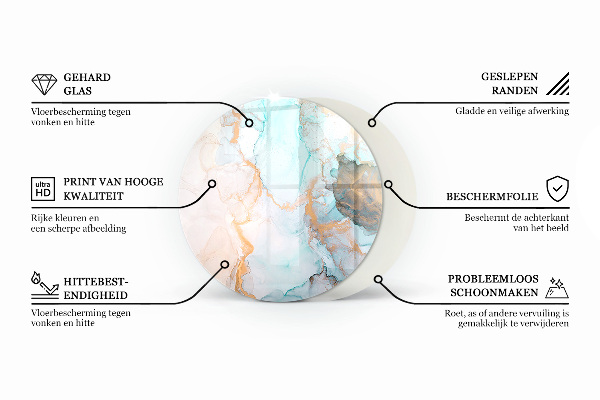 Okrogla steklena podložna plošča za kamin Abstraktna tekstura ozadja