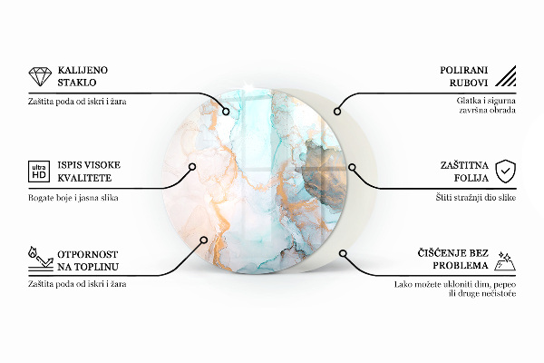 Okrogla podložno steklo za kamin Abstraktni organski vzorec