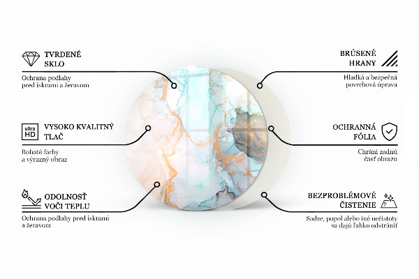 Okrogla podložno steklo za kamin Abstraktni organski vzorec