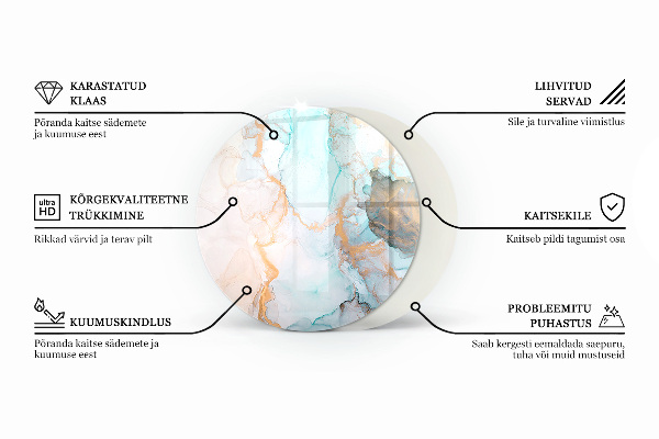 Okrogla steklo za pod kamin Plošče v različnih odtenkih
