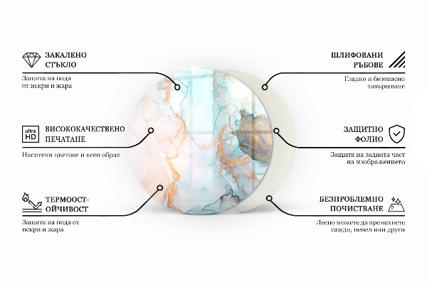 Okrogla steklo za pod kamin Cvetlični vzorec z metulji