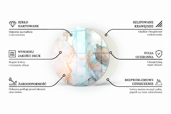 Okrogla podložno steklo za kamin Abstraktni valovi in ​​črte