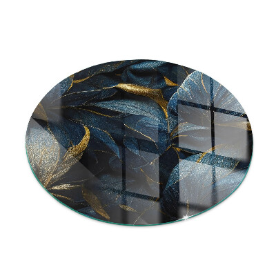 Okrogla steklo za pod kamin Elegantna tekstura listov
