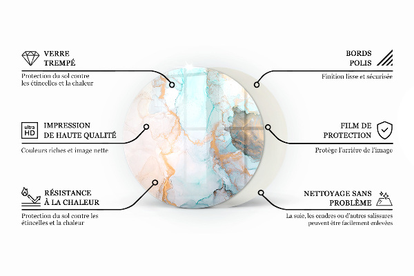 Okrogla podložno steklo za kamin Abstraktni tekoči vzorec