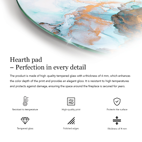 Okrogla steklo za pod kamin Abstraktni marmorni vzorec