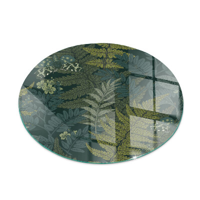 Okrogla steklena podložna plošča za kamin Rastlinski motivi z metulji