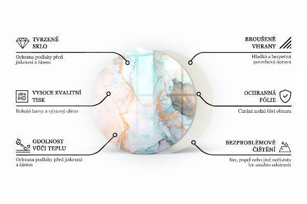 Okrogla steklena podložna plošča za kamin Rastlinski motivi z metulji