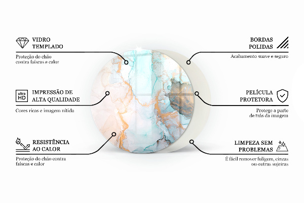 Okrogla steklo za pod kamin Barva rjava