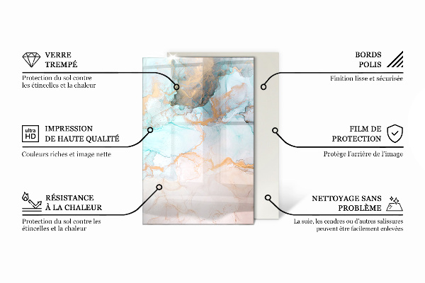 Pravokotna podložna plošča za kamin Marmorni vzorec z žilami