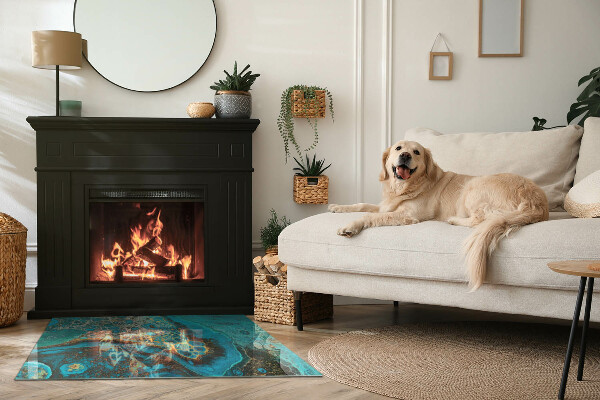 Pravokotna kaljeno steklo za kamin Abstraktni organski vzorec