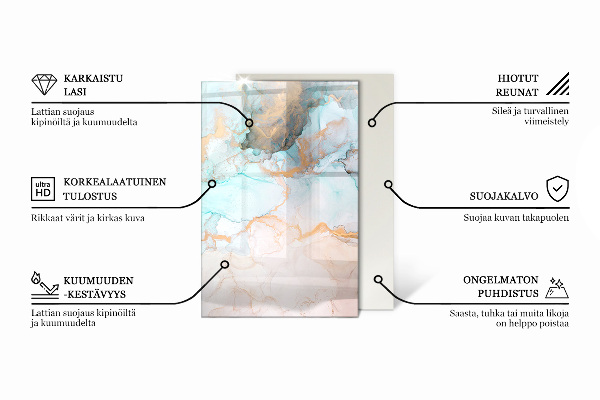 Pravokotna kaljeno steklo za kamin Abstraktni organski vzorec
