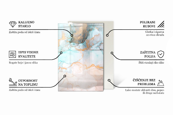 Pravokotna kaljeno steklo za kamin Abstraktni organski vzorec