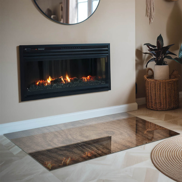 Pravokotna kaljeno steklo za kamin Naravni lesni vzorec