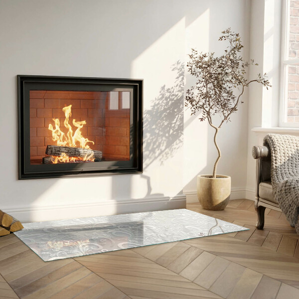 Pravokotna steklo za kamin Eleganten rastlinski vzorec