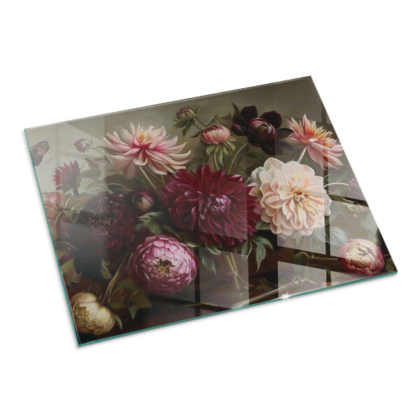 Pravokotna kaljeno steklo za kamin Cvetlični šopek v podrobnostih