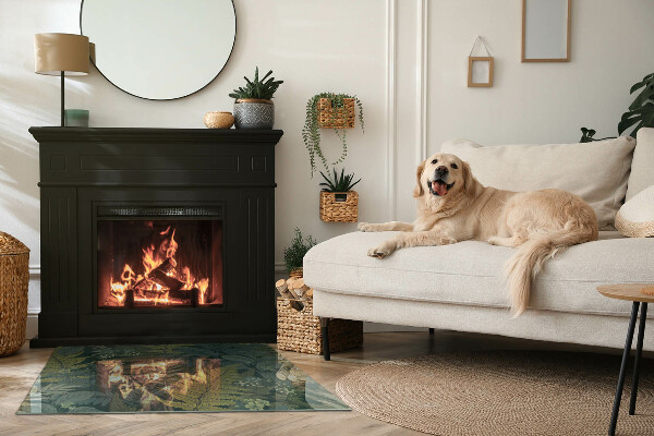 Pravokotna podložna plošča za kamin Rastlinski motivi z metulji