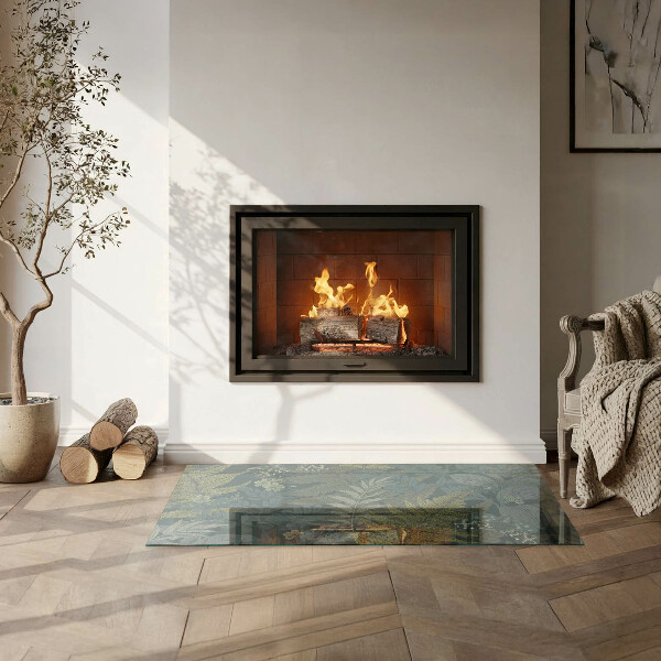 Pravokotna podložna plošča za kamin Rastlinski motivi z metulji