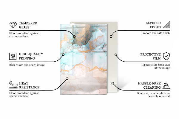 Pravokotna podložna plošča za kamin Rastlinski motivi z metulji