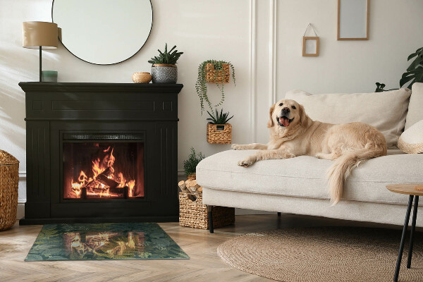 Pravokotna podložna plošča za kamin Rastlinski motivi z metulji