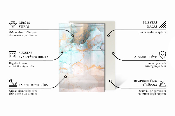 Pravokotna kaljeno steklo za kamin Vzorec naravnega kamna