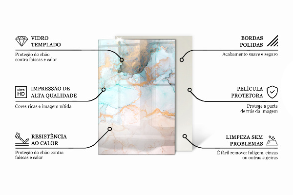 Pravokotna kaljeno steklo za kamin Kamniti vzorec z delci