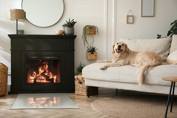 Pravokotna kaljeno steklo za kamin Svetlo kremna barva