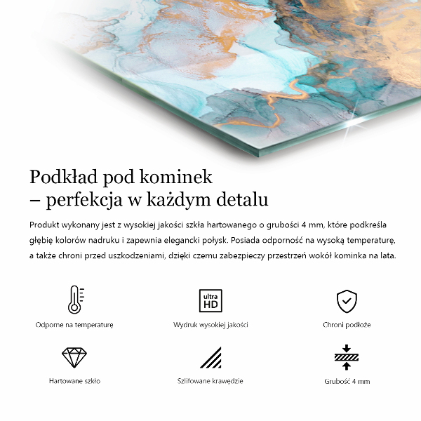 Pravokotna steklo za kamin Barva bela