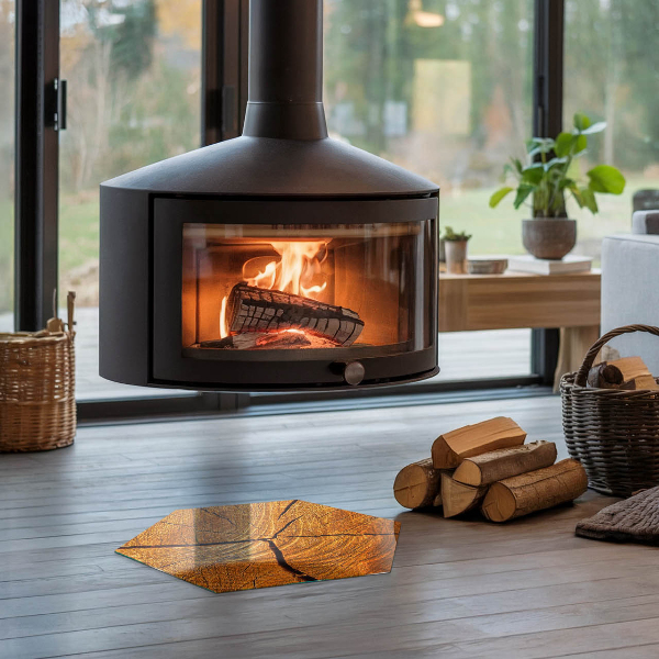 Šesterokotna steklo za pod kamin Lesna vlakna v prerezu