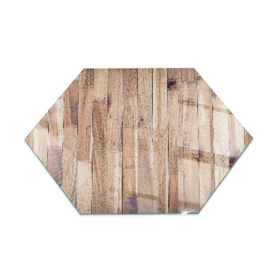 Šesterokotna steklena podložna plošča za kamin Lesena deska v postavitvi