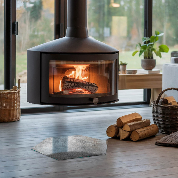 Šesterokotna steklo za pod kamin Surova površinska tekstura