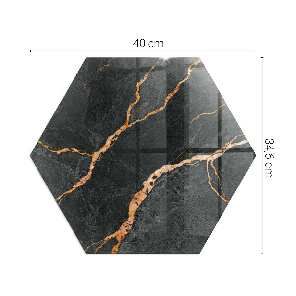 Šesterokotna podložno steklo za kamin Eleganten marmor z žilami