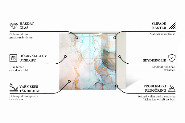 Šesterokotna podložno steklo za kamin Eleganten marmor z žilami