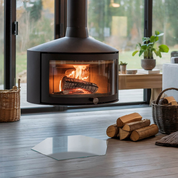 Šesterokotna steklena podložna plošča za kamin Barva siva