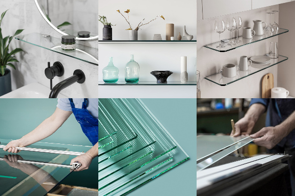 Stenska polica iz kaljenega stekla 100x13 cm