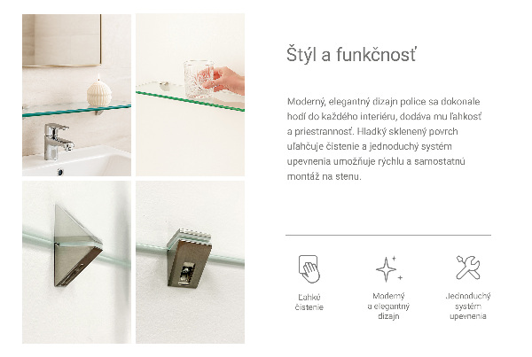 Kopalniška steklena polica 50x13 cm
