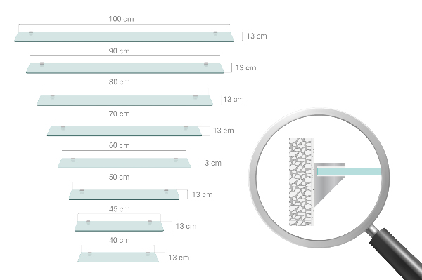 Kopalniška steklena polica 50x13 cm