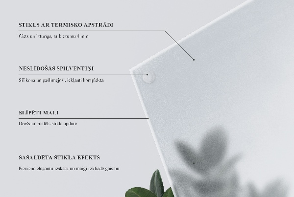 Kvadratna mizna plošča v polprosojni izvedbi