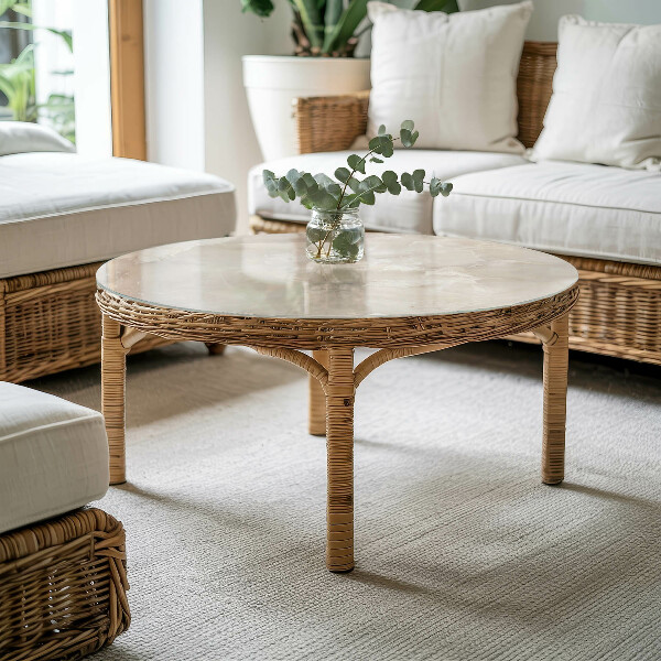 Okrogla steklena mizna plošča Marmorni vzorec