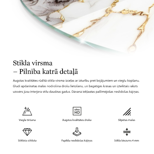 Okrogla steklena mizna plošča Naravna lesena tekstura