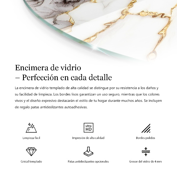 Steklena mizna plošča z natisom Eleganten leseni motiv