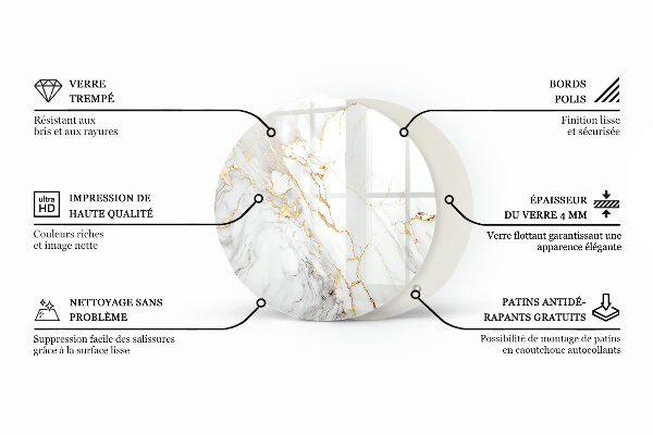 Steklena mizna plošča z natisom Eleganten leseni motiv