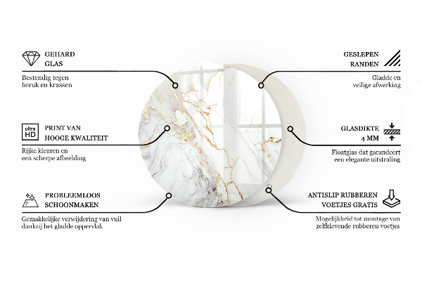 Steklena mizna plošča z natisom Eleganten leseni motiv