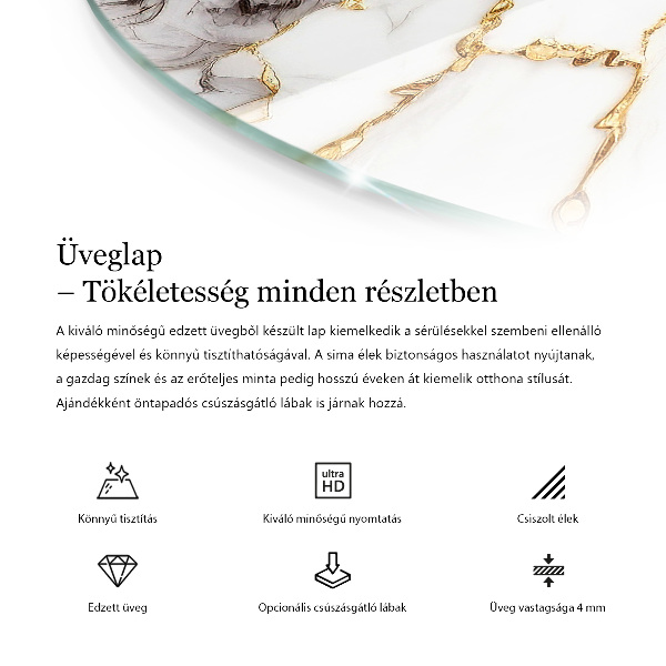 Okrogla steklena mizna plošča Leseni panelni vzorec