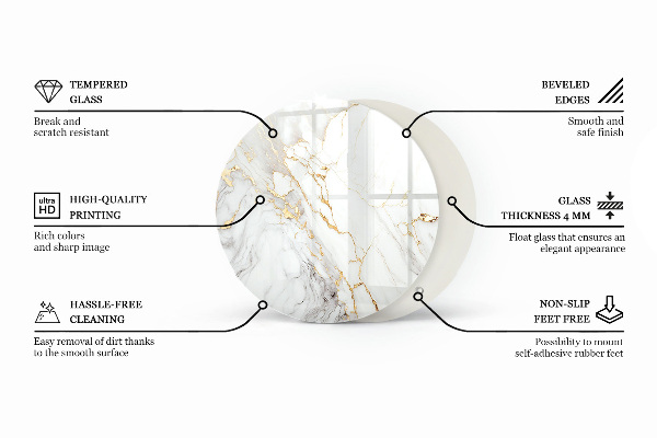 Okrogla steklena mizna plošča Leseni panelni vzorec