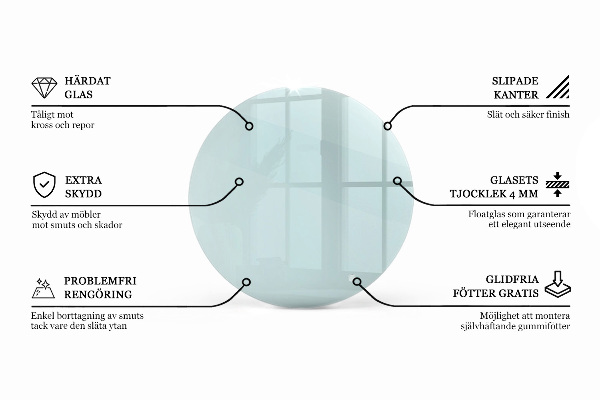 Okrogla steklena mizna plošča prozoren