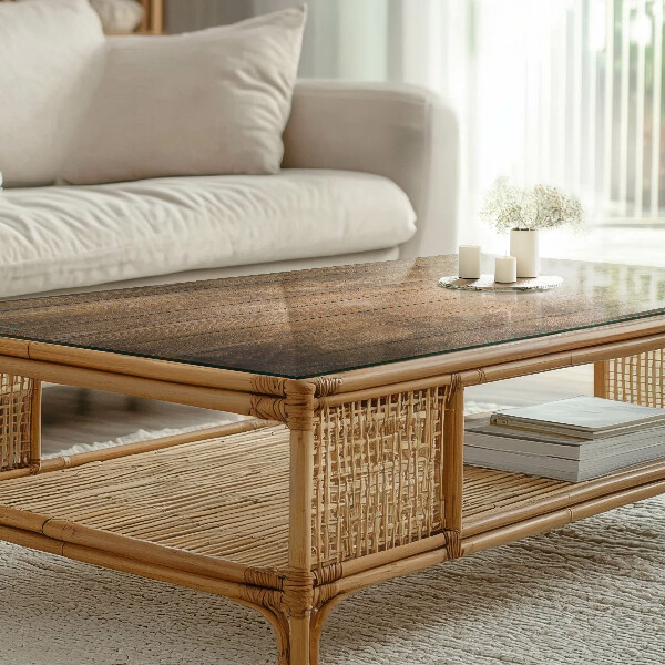 Pravokotna steklena mizna plošča Leseni panelni vzorec