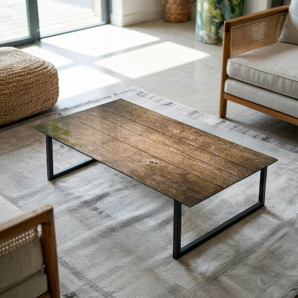 Pravokotna steklena mizna plošča Leseni panelni vzorec