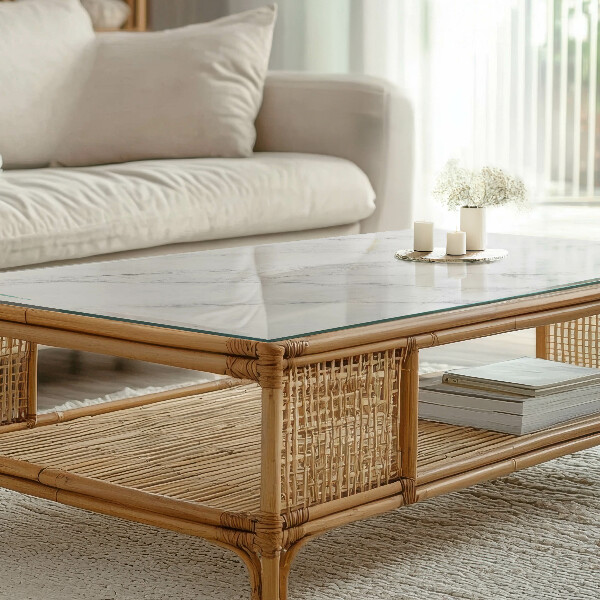 Pravokotna steklena mizna plošča z natisom Marmorni teksturni motiv