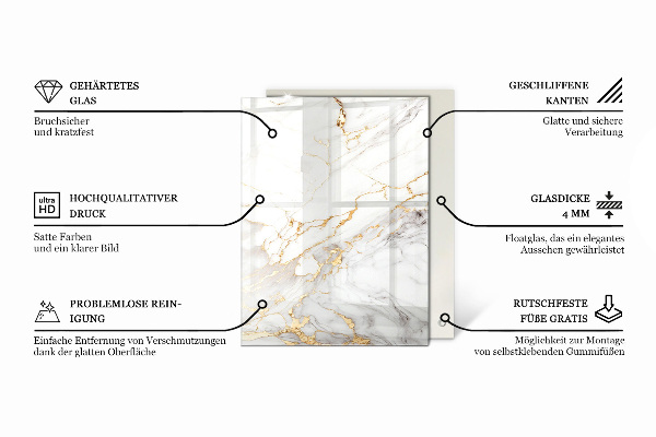 Pravokotna steklena mizna plošča z natisom Marmorni teksturni motiv
